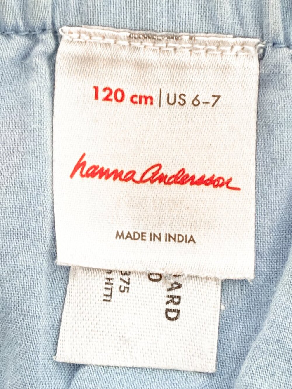 Hanna Anderson Linen Midi Dress Size 120cm/6-7 Blue & Pink Tulip Print Pockets - Picture 5 of 9